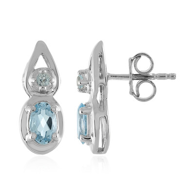 Boucles d'oreilles en argent et Topaze bleu ciel