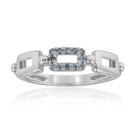 Bague en argent et Diamant bleu ciel I2