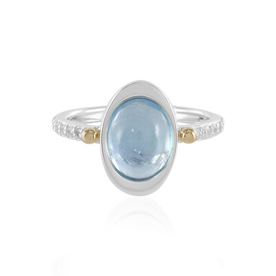 Bague en argent et Aigue-marine (Granulieren)