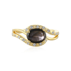 Bague en argent et Saphir étoilé noir