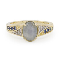 Bague en or et Saphir étoilé bleu argenté