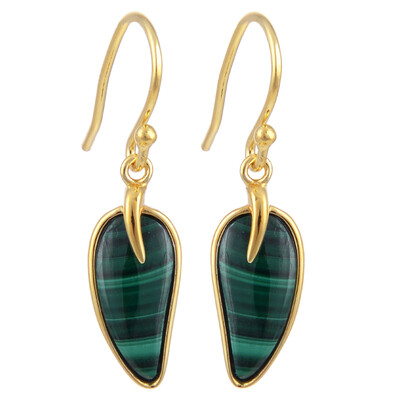 Boucles d'oreilles en argent et Malachite