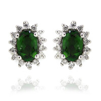 Boucles d'oreilles en argent et Diopside de Russie