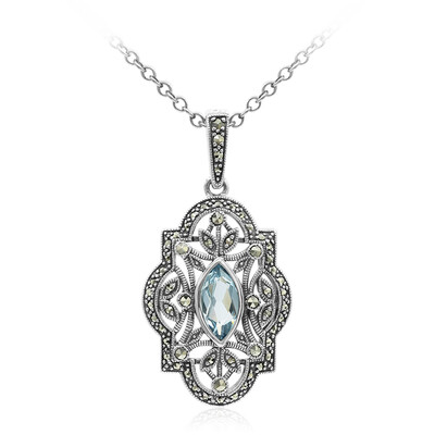Collier en argent et Topaze bleu ciel