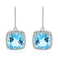 Boucles d'oreilles en argent et Topaze bleu ciel