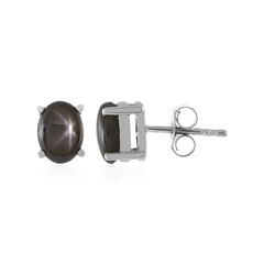 Boucles d'oreilles en argent et Saphir étoilé noir