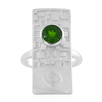 Bague en argent et Diopside de Russie (MONOSONO COLLECTION)