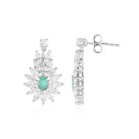 Boucles d'oreilles en argent et Emeraude de Russie