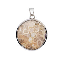 Pendentif en argent et Corail fossilisé