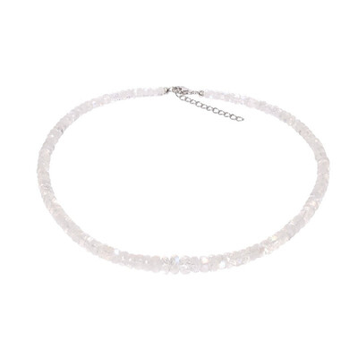 Collier en argent et Pierre de Lune arc-en-ciel