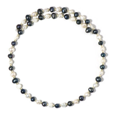 Collier ras du cou en acier et Perles de culture d’eau douce noires (Riya)