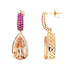 Boucles d'oreilles en or et Morganite du Brésil (de Melo)