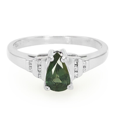 Bague en argent et Saphir vert