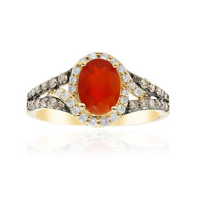Bague en or et Opale de Feu du Mexique (CIRARI)