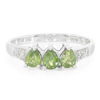 Bague en argent et Saphir vert AAA