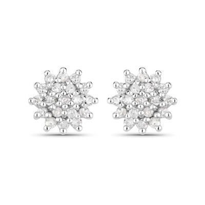 Boucles d'oreilles en argent et Diamant I3 (J)