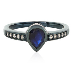 Bague en argent et Saphir bleu de Madagascar