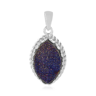 Pendentif en argent et Agate étincelante bleu cobalt