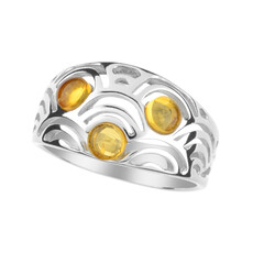 Bague en argent et Ambre baltique couleur citron