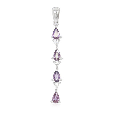 Pendentif en argent et Saphir pourpre de Ceylan non chauffé