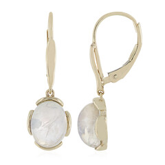 Boucles d'oreilles en or et Pierre de Lune arc-en-ciel (La Revelle)