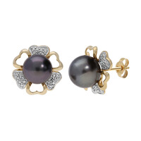 Boucles d'oreilles en or et Perle de culture de Tahiti