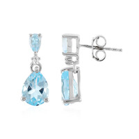 Boucles d'oreilles en argent et Topaze bleu ciel