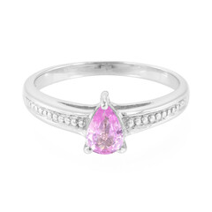 Bague en argent et Saphir rose de Ceylan