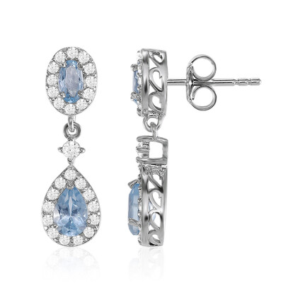 Boucles d'oreilles en argent et Topaze bleu ciel