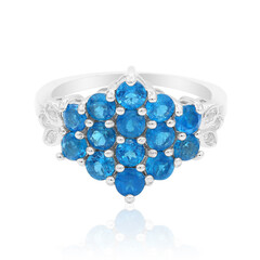 Bague en argent et Apatite bleu néon