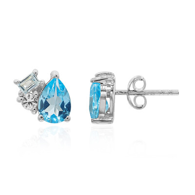 Boucles d'oreilles en argent et Topaze bleu Suisse
