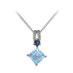 Collier en argent et Topaze bleu ciel