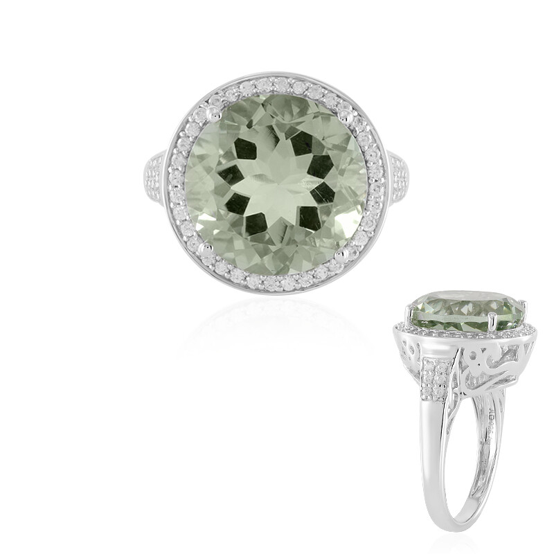 Bague En Argent 925 Massif Avec Citrine Vraie & Améthyste Verte - Neuf Sans Emballage
