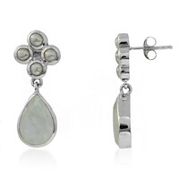 Boucles d'oreilles en argent et Labradorite blanche