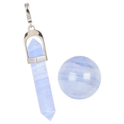 Accessoire en argent et Calcédoine bleue