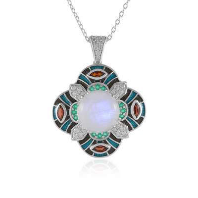 Collier en argent et Pierre de Lune arc-en-ciel (Adela Silber)