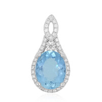 Pendentif en platine et Aigue-Marine Santa Maria