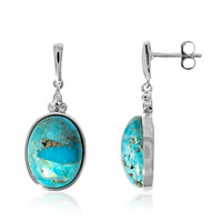 Boucles d'oreilles en argent et Turquoise bleue cuivrée de Mohave