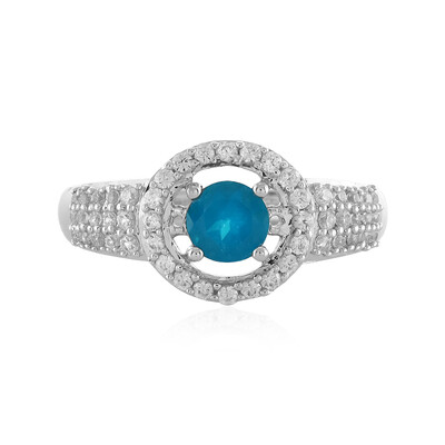 Bague en argent et Apatite bleu néon