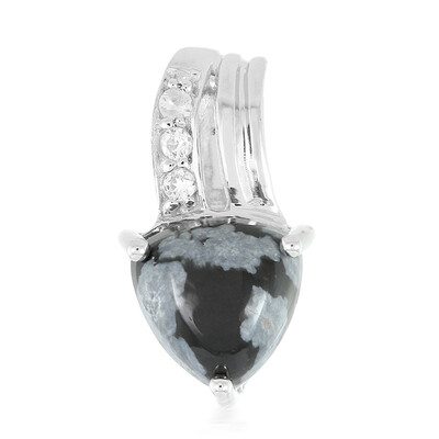 Pendentif en argent et Obsidienne Flocon-de-Neige
