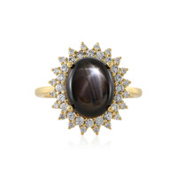 Bague en argent et Saphir étoilé noir