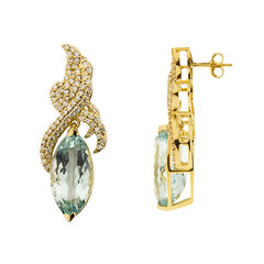 Boucles d'oreilles en or et Aigue-Marine du Brésil AAA (de Melo)