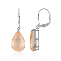 Boucles d'oreilles en argent et Quartz pêche pastel