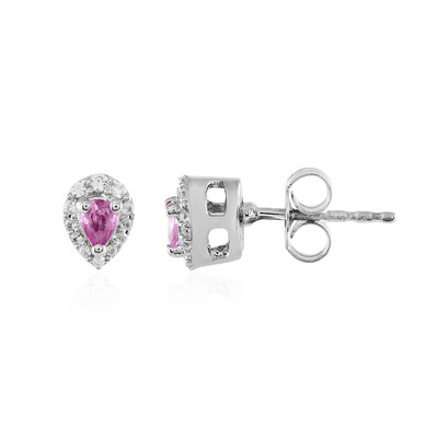 Boucles d'oreilles en argent et Saphir rose de Madagascar