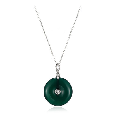 Collier en argent et Agate verte