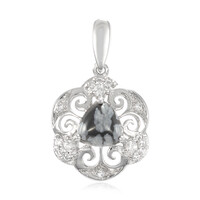Pendentif en argent et Obsidienne Flocon-de-Neige