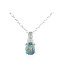 Collier en argent et Topaze mystique bleu-vert