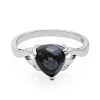 Bague en argent et Obsidienne Flocon-de-Neige