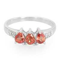 Bague en argent et Rubis rouge du soir