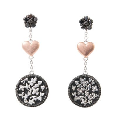 Boucles d'oreilles en argent et Diamant noir